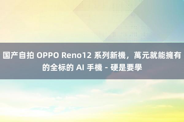 国产自拍 OPPO Reno12 系列新機，萬元就能擁有的全标的 AI 手機 - 硬是要學