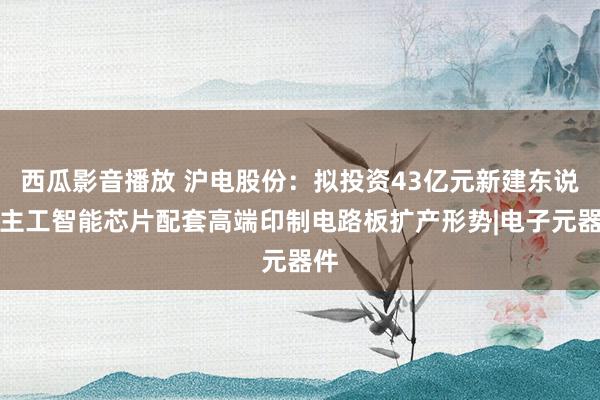 西瓜影音播放 沪电股份：拟投资43亿元新建东说念主工智能芯片配套高端印制电路板扩产形势|电子元器件