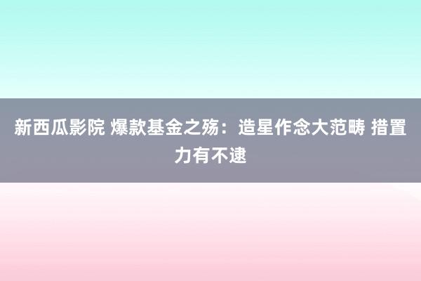 新西瓜影院 爆款基金之殇：造星作念大范畴 措置力有不逮