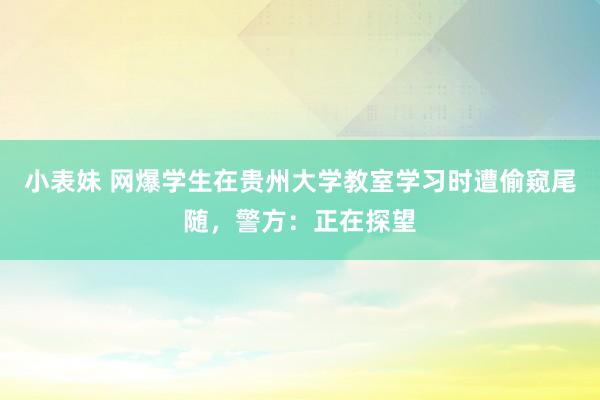 小表妹 网爆学生在贵州大学教室学习时遭偷窥尾随，警方：正在探望